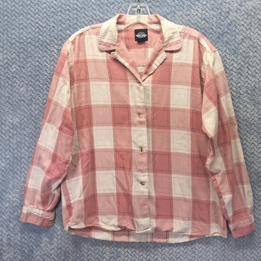 Dockers by Levi's Pink Plaid Cotton Button Down Shirt Camp Collar Size S